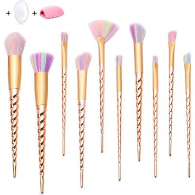 Makeup Brush Set - 10 Glamour Pink Makeup Brushes Great for Powder Foudation Contour Brushes Eyeshadow Eyebrow Brushes (Glamour Pink)