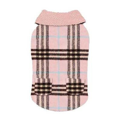 Zack and Zoey Elements Cuddle Plaid Dog Coat - Pink Medium