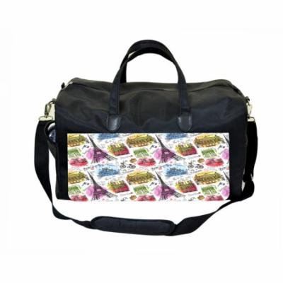 Paris Design Large Black Duffel Style Diaper Baby Bag