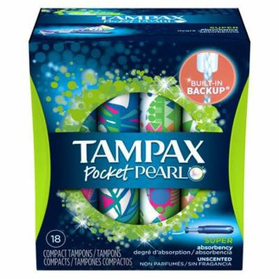 Tampax Pocket Pearl Unscented Super Absorbency Compact Plastic Tampons (Pack of 4)
