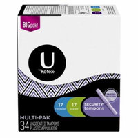 U by Kotex Security Tampons Multi-Pack, Regular and Super, 34 Ct (Pack of 2)