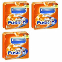 Gillette Fusion Refill Razor Blade Cartidges, 8 Ct. (Pack of 3) + Makeup Blender Stick, 12 Pcs