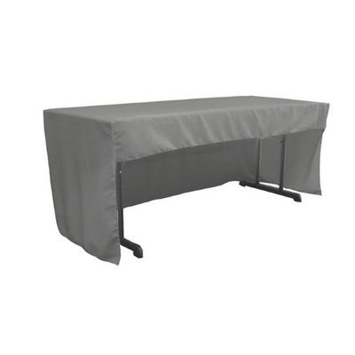 LA Linen TCpop-OB-fit-72x30x30-GrayDrkP12 1.95 lbs Open Back Polyester Poplin Fitted Tablecloth Dark Gray