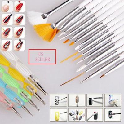 20Pcs Nail Art Design Set Dotting Painting Drawing Polish Brush Pen Tools New US