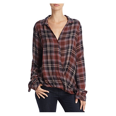 Bella Dahl Draped Crossover Plaid Shirt