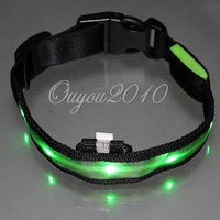 Nylon Safety Flashing Glow Light LED Pet Dog Collar Size XL