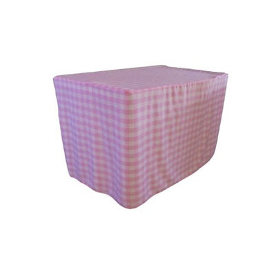 LA Linen TCcheck-fit-96x48x30-PinkK37 Fitted Checkered Tablecloth White & Pink - 96 x 48 x 30 in.