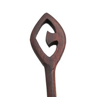 Sono Wood Almond Peacock Feather Hair Stick