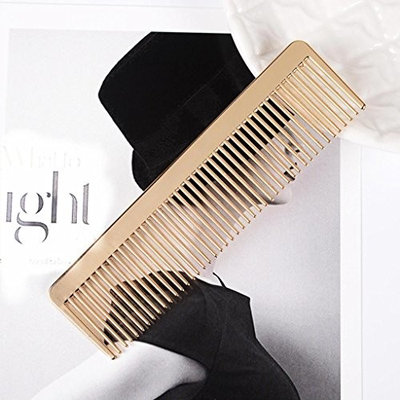 Huphoon Metal Comb Professional Hairdressing Brush Gold Decoration for Barber Men Women