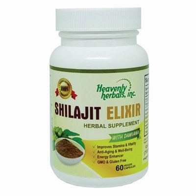 Shilajit Elixir (Asphaltum) - Increase Vigor and Vitality 60 Capsules packaging - Made in USA Highest Potency and Purity on the Market Heavenly Herbals, Inc. …