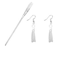 Dovewill Chinese Traditional Hair Stick Hair Clips Hairpins And Earrings Set - White, as described