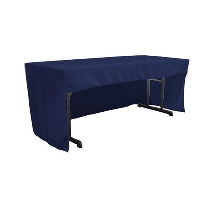 LA Linen TCpop-OB-fit-72x30x30-NavyP72 1.95 lbs Open Back Polyester Poplin Fitted Tablecloth Navy