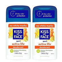 Kiss My Face Sport Active Life Deodorant (Pack of 2) With Thyme Leaf Extract, Aloe Vera and Green Tea Leaf Extract, 2.48 oz.