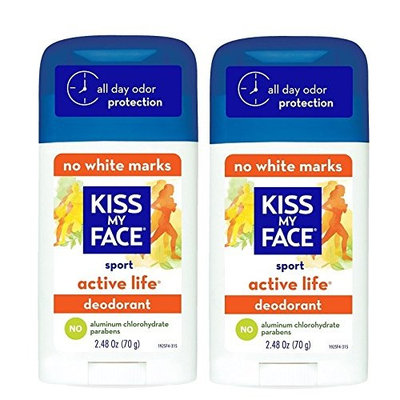 Kiss My Face Sport Active Life Deodorant (Pack of 2) With Thyme Leaf Extract, Aloe Vera and Green Tea Leaf Extract, 2.48 oz.