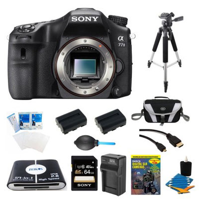 Sony a77II HD DSLR Camera, 64GB Card, and 2 Battery Bundle