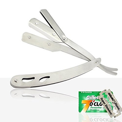 Professional Straight Edge Shavette Shaving Razor, Stainless Steel Professional Barber Razor,Men's Beard/Mustache Grooming Shaver Replaceable Blades