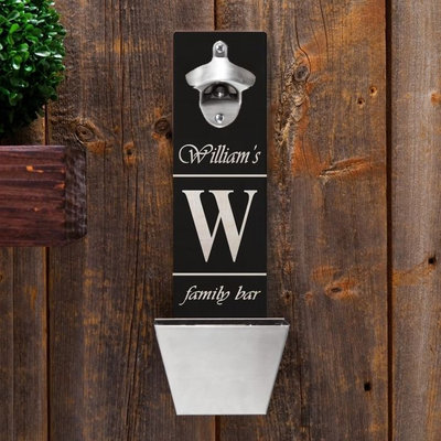 Personalized Wall-Mounted Bottle Opener - Family Bar