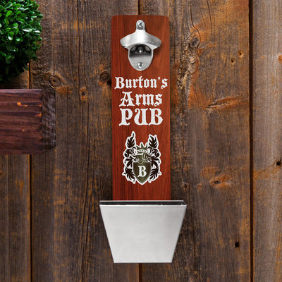 Personalized Wall-Mounted Bottle Opener - Arm's Pub