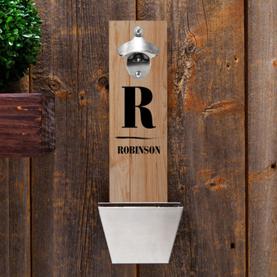 Personalized Wall-Mounted Bottle Opener - Family Initial
