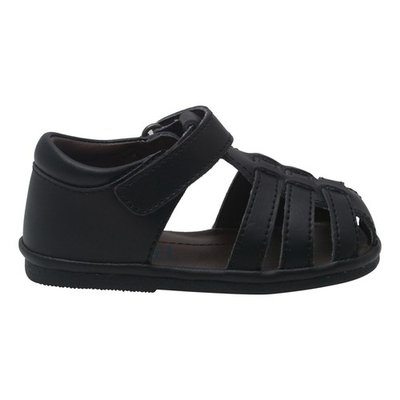 Angel Baby Boys Black Fisherman Strap Bow Sandals Shoes 4 Baby-7 Toddler
