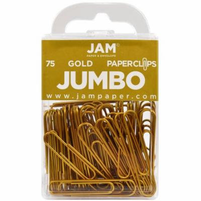 JAM Paper Colored Jumbo Paper Clips - Large 2 - Gold Paperclips - 75/pack