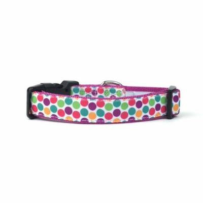Cheerful Polka Dot Dog Nylon Ribbon Collar by Midlee (Large)