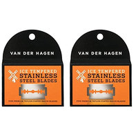 Van Der Hagen Stainless Steel Double Edge Razor Blades 5 Blades (Pack of 2) + FREE LA Cross 71817 Tweezer