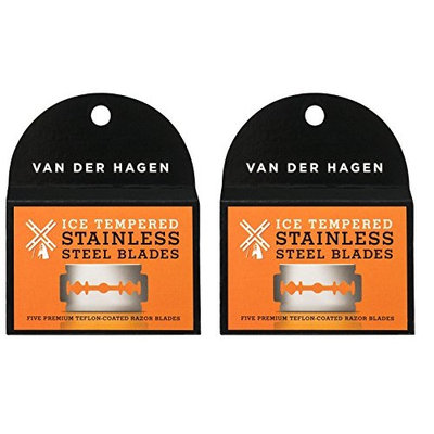 Van Der Hagen Stainless Steel Double Edge Razor Blades 5 Blades (Pack of 2) + FREE LA Cross 71817 Tweezer