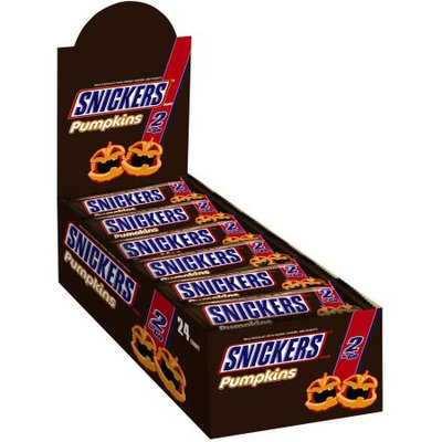 Mars Chocolate Snickers Halloween Pumpkins 2-To-Go Chocolate Candy, 2.83 oz, 24 count
