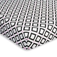 Jonathan Adler Crafted by Fisher Price Diamond Fitted Crib Sheet in Pink/Black