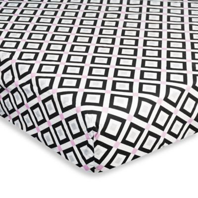 Jonathan Adler Crafted by Fisher Price Diamond Fitted Crib Sheet in Pink/Black