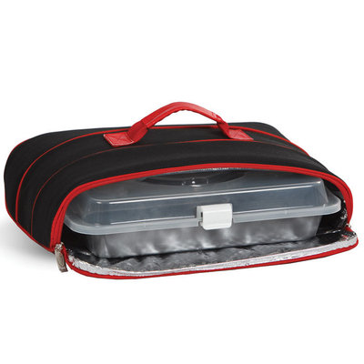 Insulated Casserole Carrier with Handle by Picnic Plus Black/Red