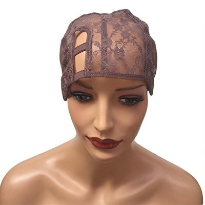 BEEOS Hair Breathable Double Lace Wig Caps for Women for Making Wigs with Adjustable Straps Swiss Lace Medium Brown Color, Medium Size