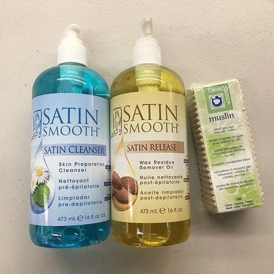 Satin Smooth Wax Cleanser/Remover Pack + Free 100 pc Muslin Strips