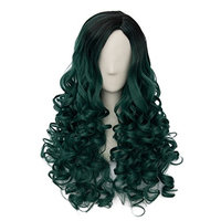24 Inches Long Curly Black Root Cosplay Hair Full Wig Trendy Fashion Lolita