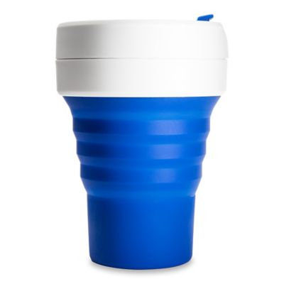Stojo ST1-12OZ-COF-BLU-RET Collapsible Reusable Silicone Coffee Cup, 12 oz, Blue