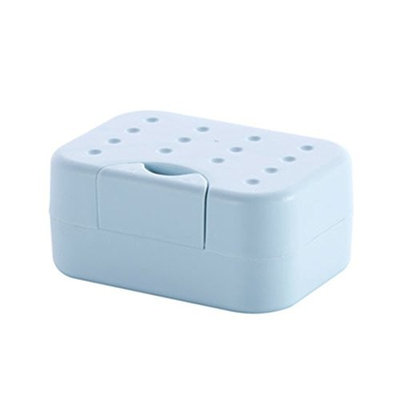 Buckle Lid Portable Soap Case Holder Container Box Hand Soap Covered Rectangular Plastic Dish with Water-absorbing Sponge for Home Outdoor Hiking Camping Travel Portable Tools,Blue Color