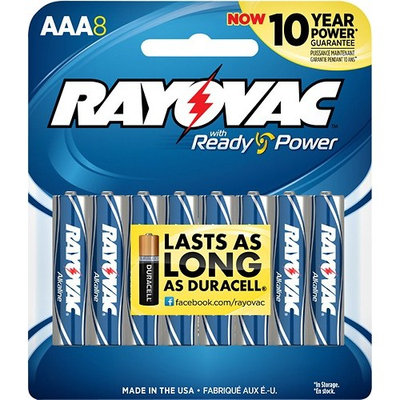 Rayovac Alkaline AAA Batteries, 824-8CF, 8-Pack