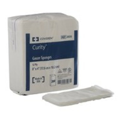 Curity Gauze Sponge, Non-Sterile, 4 x 8 Inch, 12-Ply - Pack of 200