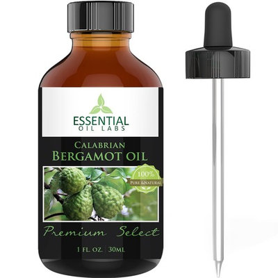 Bergamot Oil - Citrus Bergamia - 100% Pure and Natural - Therapeutic Grade 1 fl ounce with Glass Dropper - Benefits for Mood, Skin and Pain - Premium Select by Essential Oil Labs