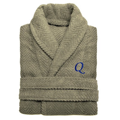 Linum Home Textiles Turkish Cotton Personalized Herringbone Weave Bathrobe