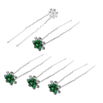 SODIAL 5 Pieces Bridesmaid Wedding Rose Deco Hairpin Clip Green