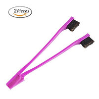 2 Pcs Double Sided Edge Control Hair Brush Comb Combo Pack Multifunctional Eyebrow Make up Tool (Color Random)