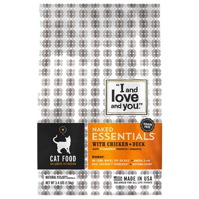 I and Love and You Kibble Naked Essentials with Chicken & Duck Cat Food - 3.4 lb