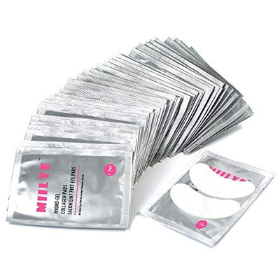 MIILYE Lint Free Under Eye Gel Pads with Smooth Front Side and Collagen Back Side Patches For Pro Salon and Individual Eyelash Extension, Facials (Pack of 10 Pairs)