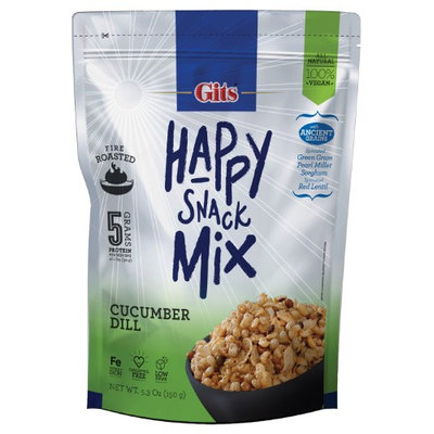 Gits Happy Snack Mix Fire Roasted Sprouted Ancient Grains All Natural Vegan Snack - Cucumber Dill (Pack of 12)