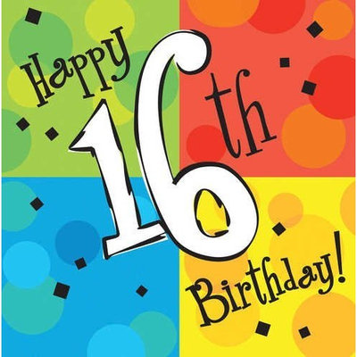 Cake Celebration Happy 16th Birthday Party Supply Napkins 16 Ct.