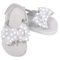 L'Amour Silver Polka Dot Bow Wedge Flip Flop Sandals Toddler Girl 5-10