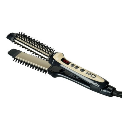 MHU Professional Hot Brush & Hair Curler & Hair Straightener 3 in 1 and Dual Voltage1.25 Inch Ceramic Curling Wand Iron