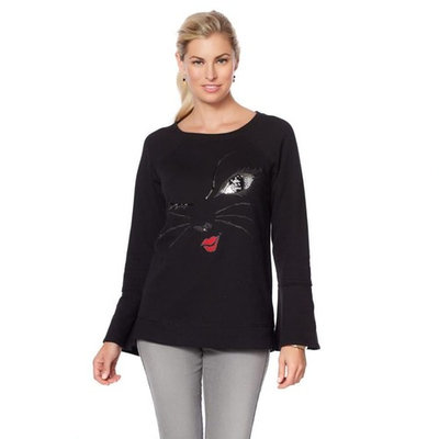 DG2 Diane Gilman Jeweled Kitty Sweatshirt 570-532
